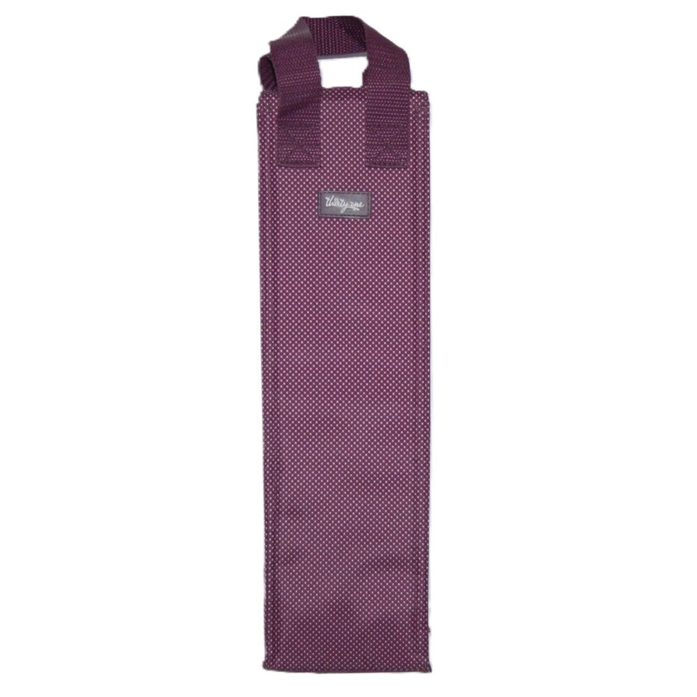 THIRTY ONE 31 PERFECT BOTTLE THERMAL INSULATED WINE BAG TOTE PURPLE W/ DOTS 14"